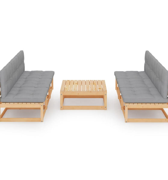 7-tlg. Garten-Lounge-Set mit Kissen Kiefer Massivholz