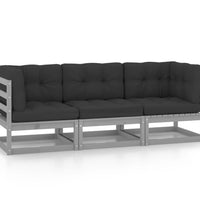 3-Sitzer-Gartensofa mit Kissen Kiefer Massivholz