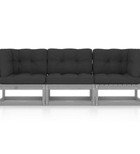 3-Sitzer-Gartensofa mit Kissen Kiefer Massivholz