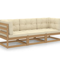 3-Sitzer-Gartensofa mit Kissen Kiefer Massivholz