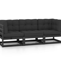 3-Sitzer-Gartensofa mit Kissen Kiefer Massivholz