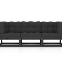 3-Sitzer-Gartensofa mit Kissen Kiefer Massivholz