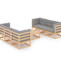 7-tlg. Garten-Lounge-Set mit Kissen Kiefer Massivholz