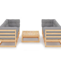7-tlg. Garten-Lounge-Set mit Kissen Kiefer Massivholz
