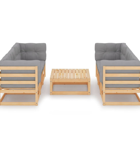 7-tlg. Garten-Lounge-Set mit Kissen Kiefer Massivholz