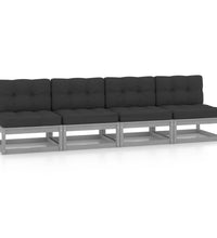 4-Sitzer-Gartensofa mit Kissen Kiefer Massivholz