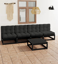 5-tlg. Garten-Lounge-Set mit Kissen Massivholz Kiefer