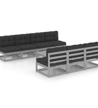 8-tlg. Garten-Lounge-Set mit Kissen Kiefer Massivholz