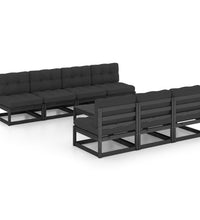 8-tlg. Garten-Lounge-Set mit Kissen Kiefer Massivholz