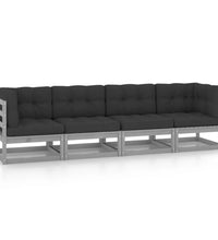 4-Sitzer-Gartensofa mit Kissen Kiefer Massivholz