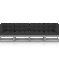 4-Sitzer-Gartensofa mit Kissen Kiefer Massivholz