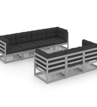 8-tlg. Garten-Lounge-Set mit Kissen Kiefer Massivholz