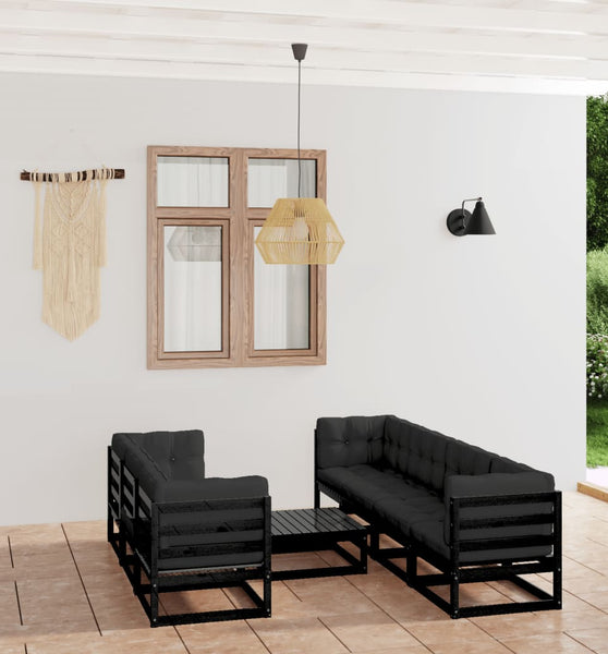 8-tlg. Garten-Lounge-Set mit Kissen Kiefer Massivholz