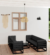 9-tlg. Garten-Lounge-Set mit Kissen Massivholz Kiefer