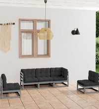 5-tlg. Garten-Lounge-Set mit Kissen Kiefer Massivholz