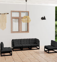 5-tlg. Garten-Lounge-Set mit Kissen Massivholz Kiefer