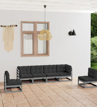 6-tlg. Garten-Lounge-Set mit Kissen Kiefer Massivholz