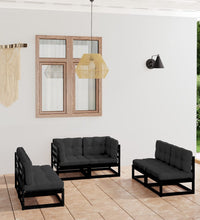 6-tlg. Garten-Lounge-Set mit Kissen Massivholz Kiefer