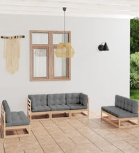 7-tlg. Garten-Lounge-Set mit Kissen Kiefer Massivholz