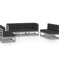 7-tlg. Garten-Lounge-Set mit Kissen Kiefer Massivholz