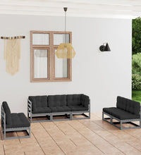 7-tlg. Garten-Lounge-Set mit Kissen Kiefer Massivholz