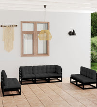 7-tlg. Garten-Lounge-Set mit Kissen Massivholz Kiefer