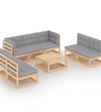 8-tlg. Garten-Lounge-Set mit Kissen Kiefer Massivholz