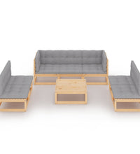 8-tlg. Garten-Lounge-Set mit Kissen Kiefer Massivholz