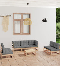 8-tlg. Garten-Lounge-Set mit Kissen Kiefer Massivholz