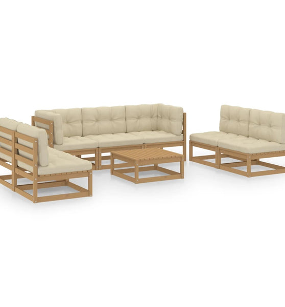 8-tlg. Garten-Lounge-Set mit Kissen Kiefer Massivholz