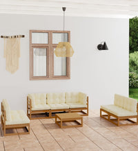 8-tlg. Garten-Lounge-Set mit Kissen Kiefer Massivholz