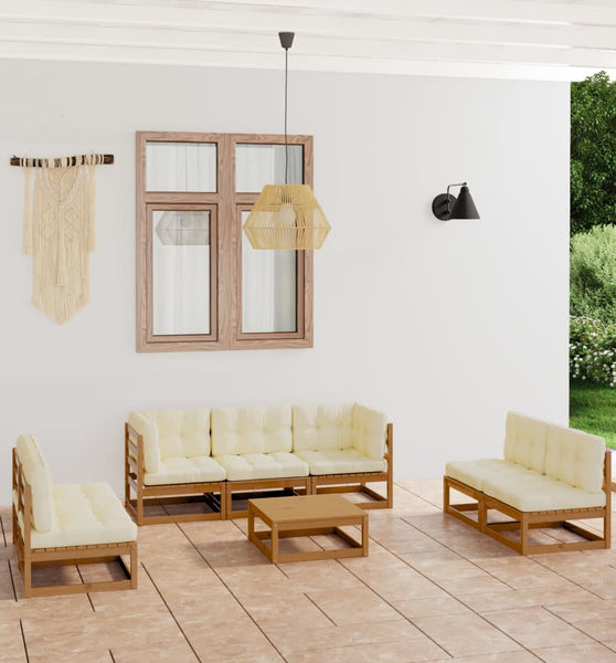 8-tlg. Garten-Lounge-Set mit Kissen Kiefer Massivholz