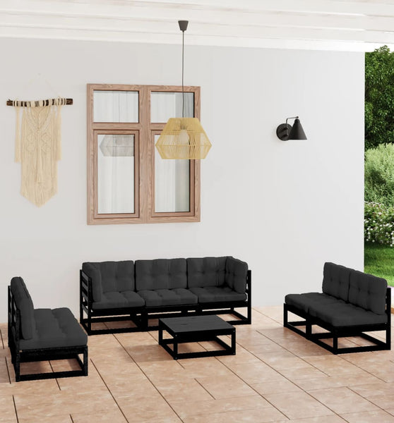 8-tlg. Garten-Lounge-Set mit Kissen Kiefer Massivholz