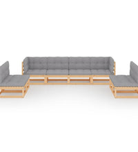 8-tlg. Garten-Lounge-Set mit Kissen Kiefer Massivholz