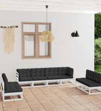 8-tlg. Garten-Lounge-Set mit Kissen Kiefer Massivholz