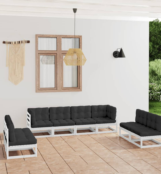 8-tlg. Garten-Lounge-Set mit Kissen Kiefer Massivholz