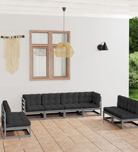 8-tlg. Garten-Lounge-Set mit Kissen Kiefer Massivholz