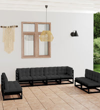 8-tlg. Garten-Lounge-Set mit Kissen Massivholz Kiefer