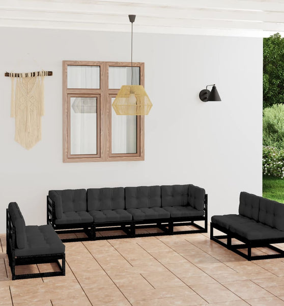 8-tlg. Garten-Lounge-Set mit Kissen Massivholz Kiefer