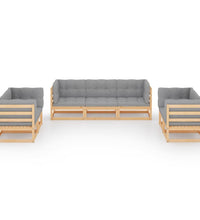 7-tlg. Garten-Lounge-Set mit Kissen Kiefer Massivholz