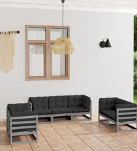 7-tlg. Garten-Lounge-Set mit Kissen Kiefer Massivholz