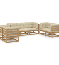 7-tlg. Garten-Lounge-Set mit Kissen Kiefer Massivholz