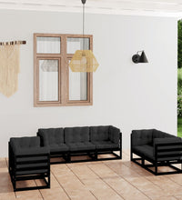 7-tlg. Garten-Lounge-Set mit Kissen Kiefer Massivholz