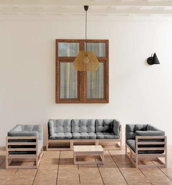 8-tlg. Garten-Lounge-Set mit Kissen Kiefer Massivholz