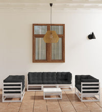 8-tlg. Garten-Lounge-Set mit Kissen Kiefer Massivholz