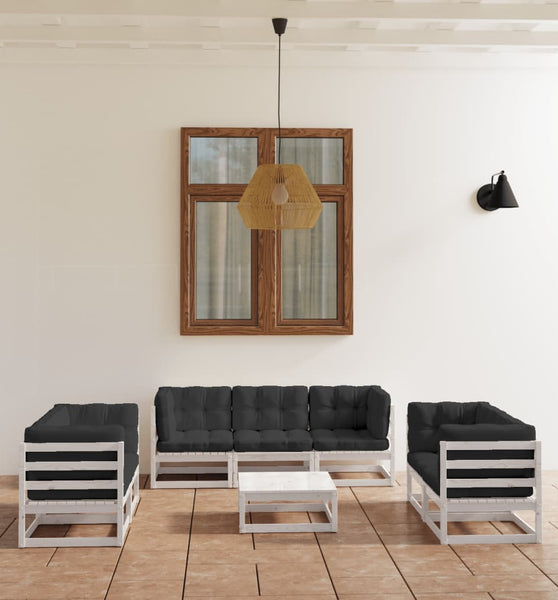 8-tlg. Garten-Lounge-Set mit Kissen Kiefer Massivholz