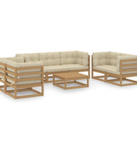 8-tlg. Garten-Lounge-Set mit Kissen Kiefer Massivholz