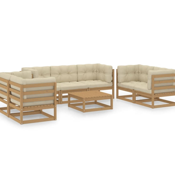 8-tlg. Garten-Lounge-Set mit Kissen Kiefer Massivholz