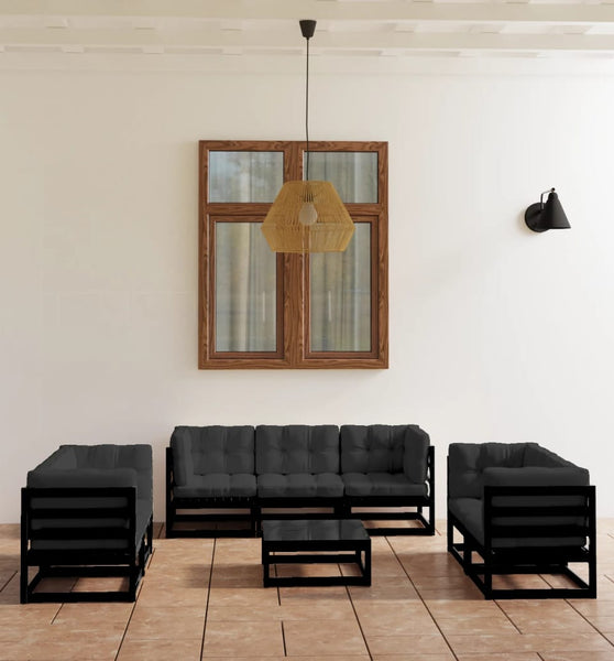 8-tlg. Garten-Lounge-Set mit Kissen Kiefer Massivholz