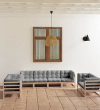 8-tlg. Garten-Lounge-Set mit Kissen Kiefer Massivholz